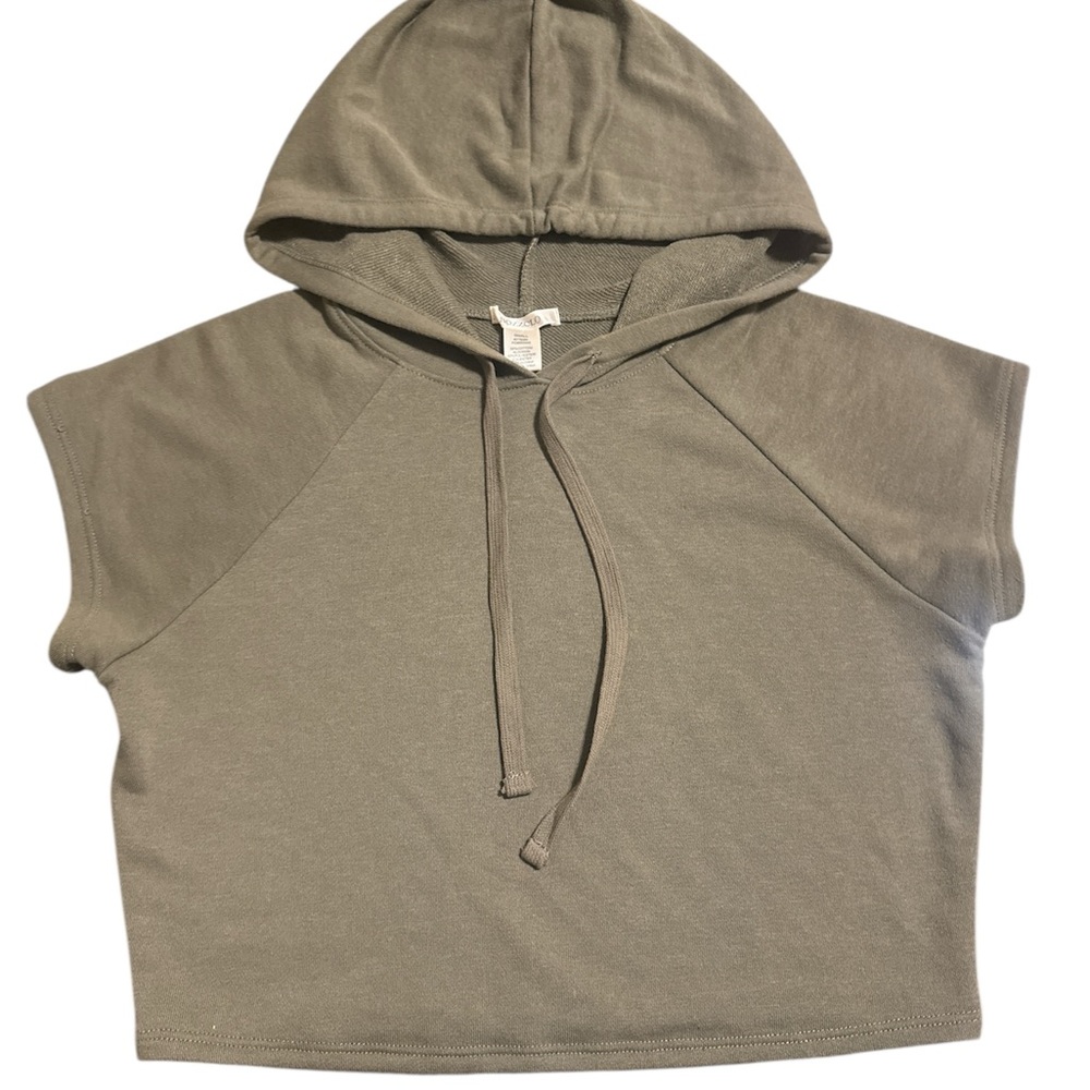 Bozzolo Olive Hooded Crop Sweatshirt